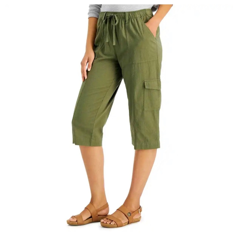 Karen Scott Woven Capri Winter Moss Green